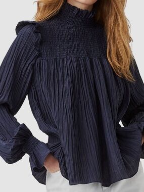 NWT French Connection Boza Smock Neck Long Sleeve Top Large